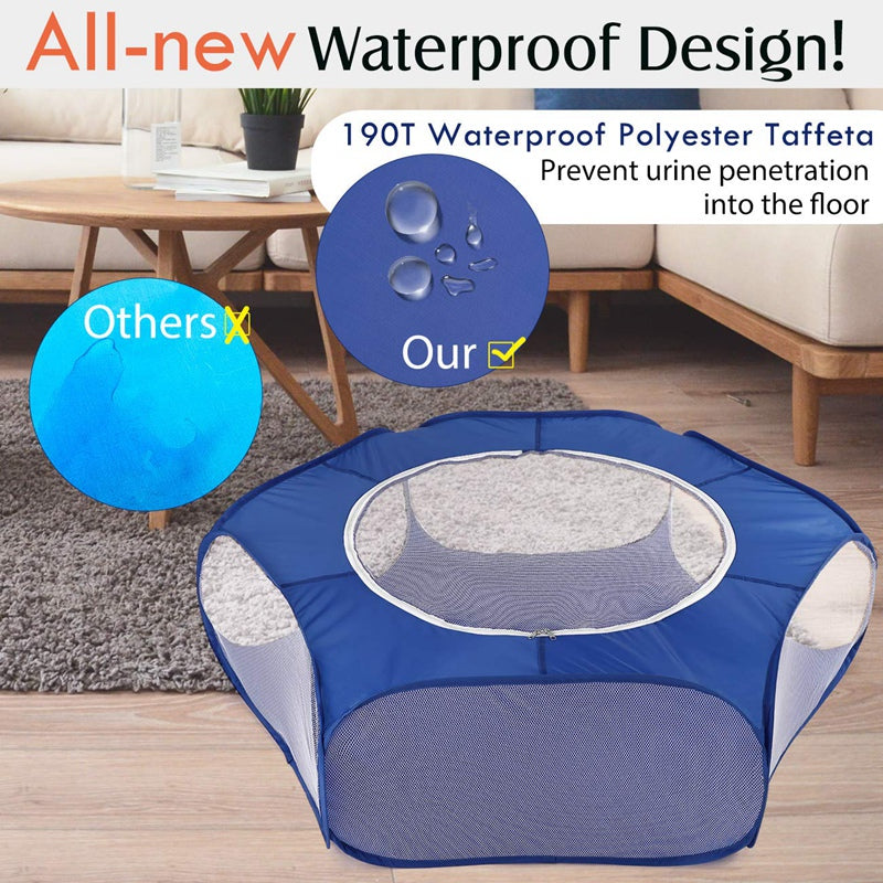 KFX-9169341 Portable Folding Pet Fence with Breathable Zipped Cover and Waterproof Design, Ideal for Small Animals