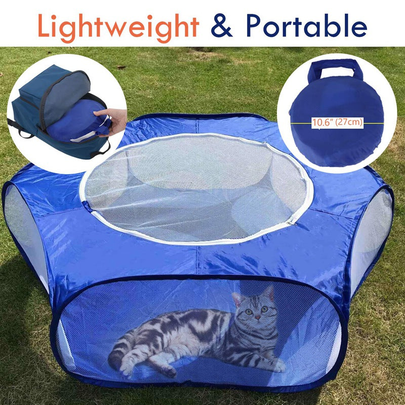 KFX-9169341 Portable Folding Pet Fence with Breathable Zipped Cover and Waterproof Design, Ideal for Small Animals