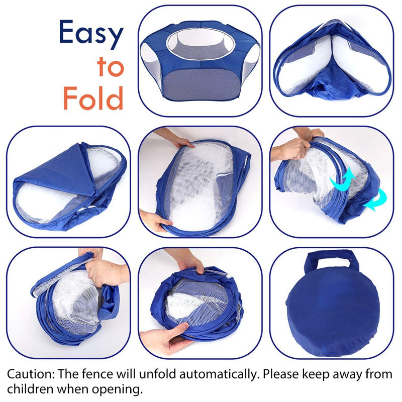 KFX-9169341 Portable Folding Pet Fence with Breathable Zipped Cover and Waterproof Design, Ideal for Small Animals