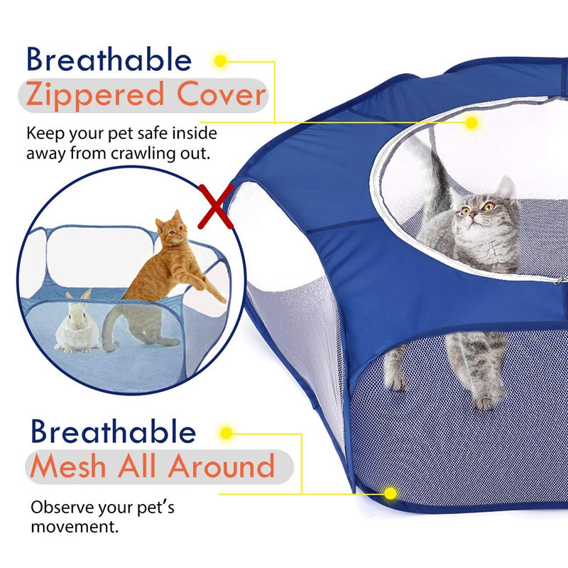 KFX-9169341 Portable Folding Pet Fence with Breathable Zipped Cover and Waterproof Design, Ideal for Small Animals