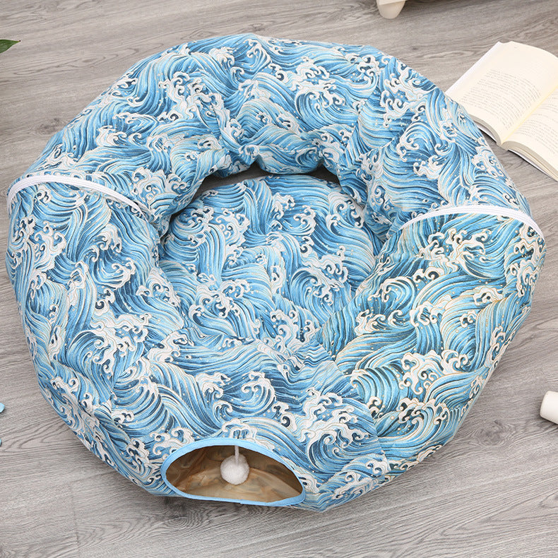 KFX-9169597 Cozy Cloth Cat Tunnel & Nest for Relaxation and Play