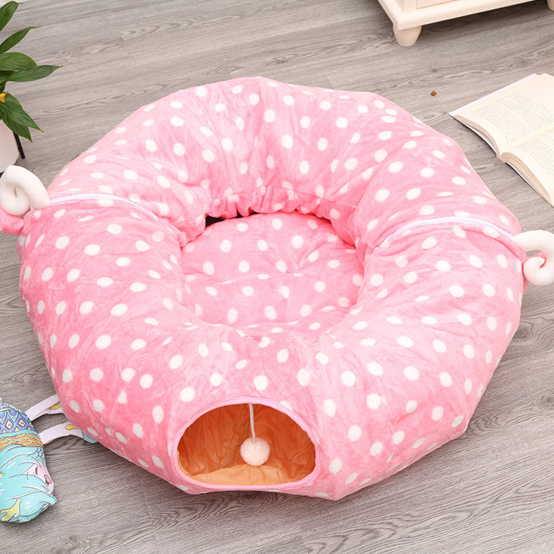 KFX-9169597 Cozy Cloth Cat Tunnel & Nest for Relaxation and Play