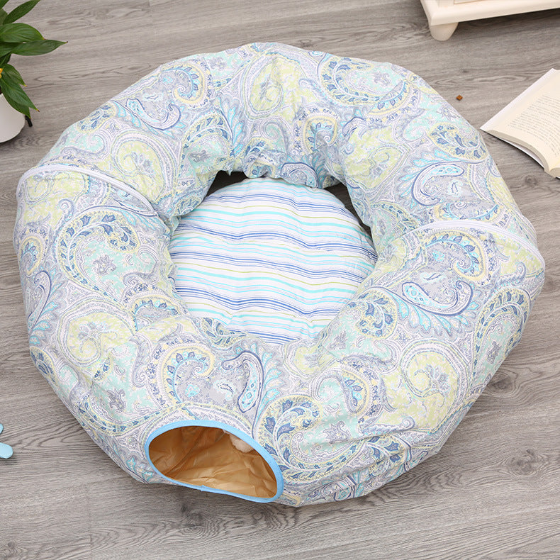 KFX-9169597 Cozy Cloth Cat Tunnel & Nest for Relaxation and Play