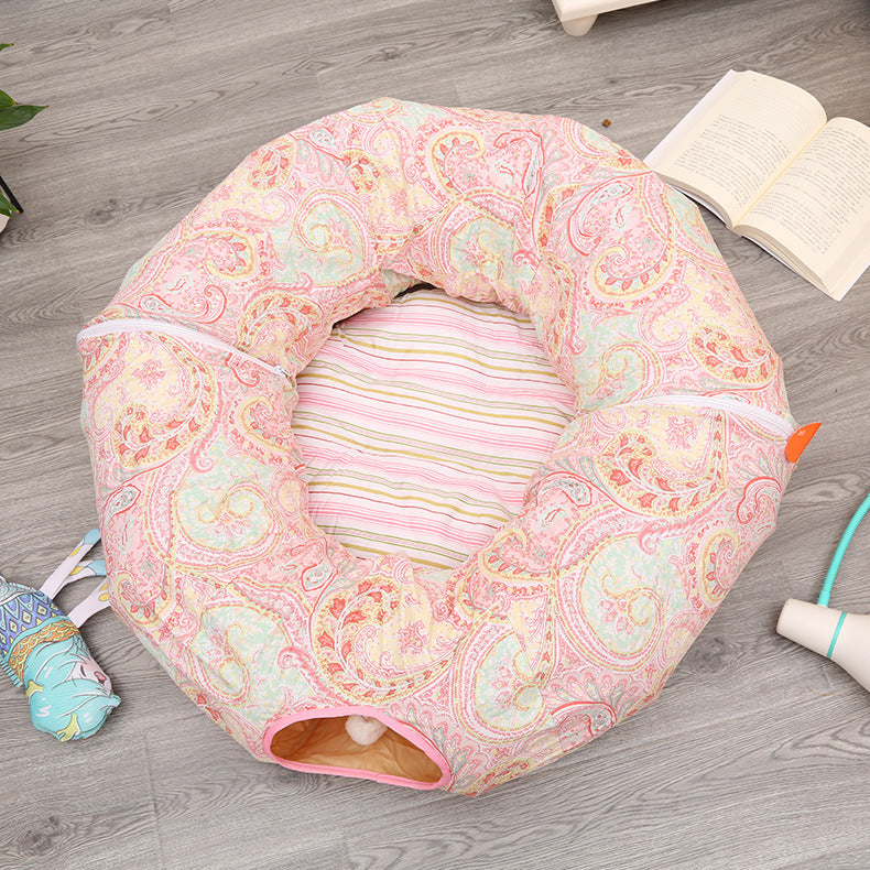 KFX-9169597 Cozy Cloth Cat Tunnel & Nest for Relaxation and Play