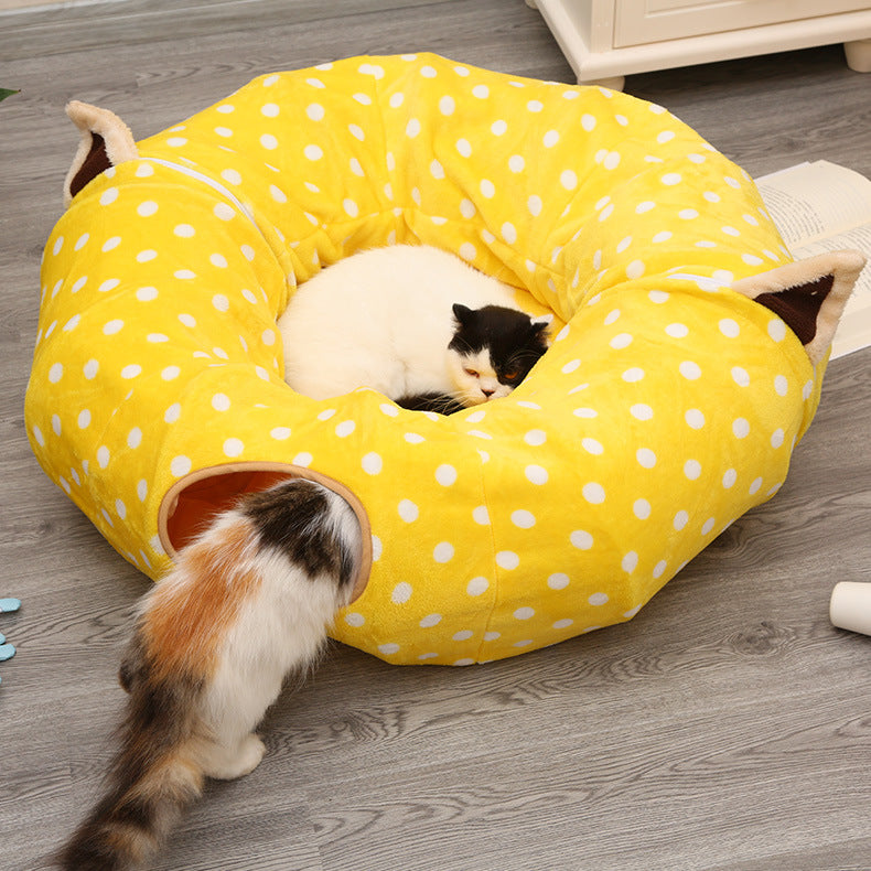 KFX-9169597 Cozy Cloth Cat Tunnel & Nest for Relaxation and Play