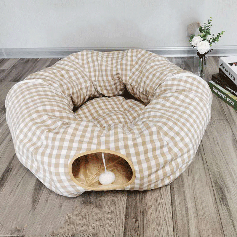 KFX-9169597 Cozy Cloth Cat Tunnel & Nest for Relaxation and Play