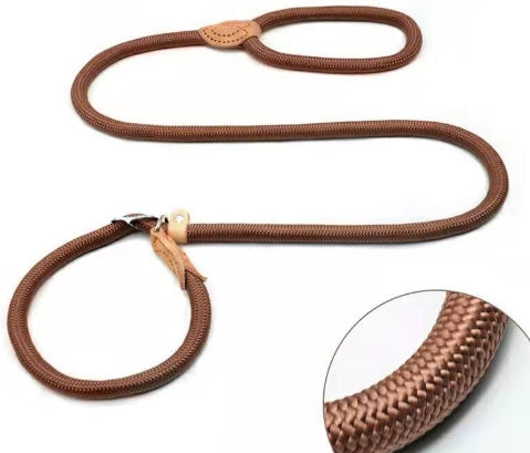 KFX-9170109 Nylon P Chain 2.1M Dog Leash with Hand Holding Rope in Brown
