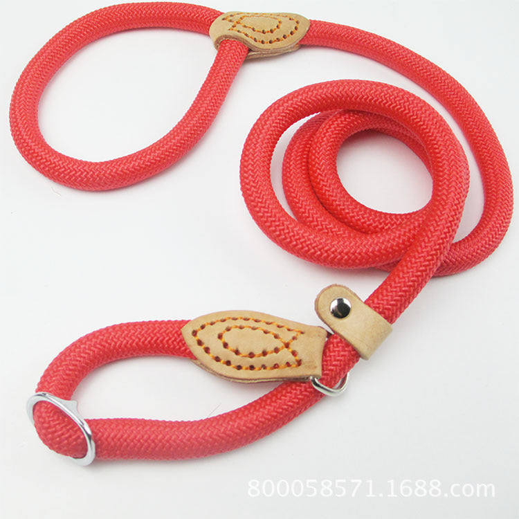 KFX-9170109 Nylon P Chain 2.1M Dog Leash with Hand Holding Rope in Brown