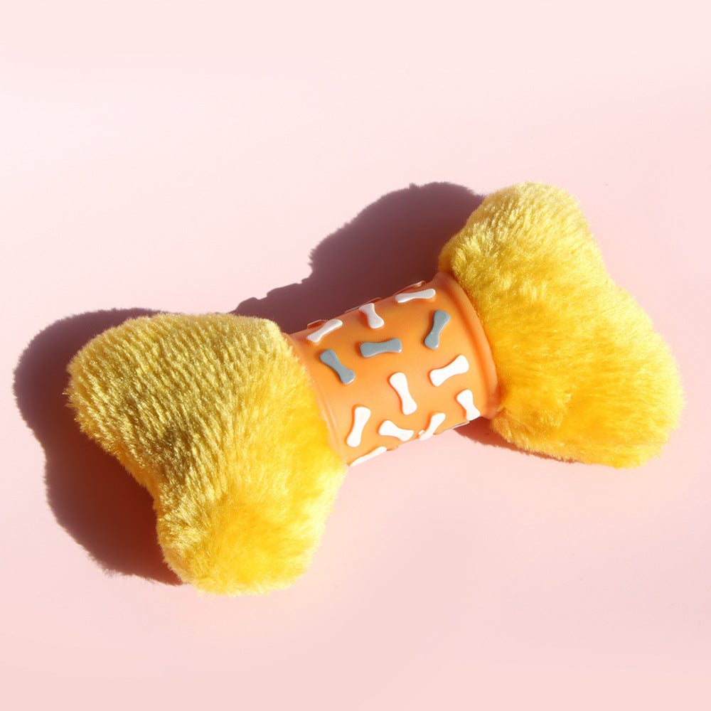 KFX-9171133 Vinyl Bone Pet Toy with Squeaker - Yellow, Green, Purple - 17*11*0.6cm