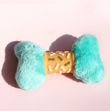 KFX-9171133 Vinyl Bone Pet Toy with Squeaker - Yellow, Green, Purple - 17*11*0.6cm