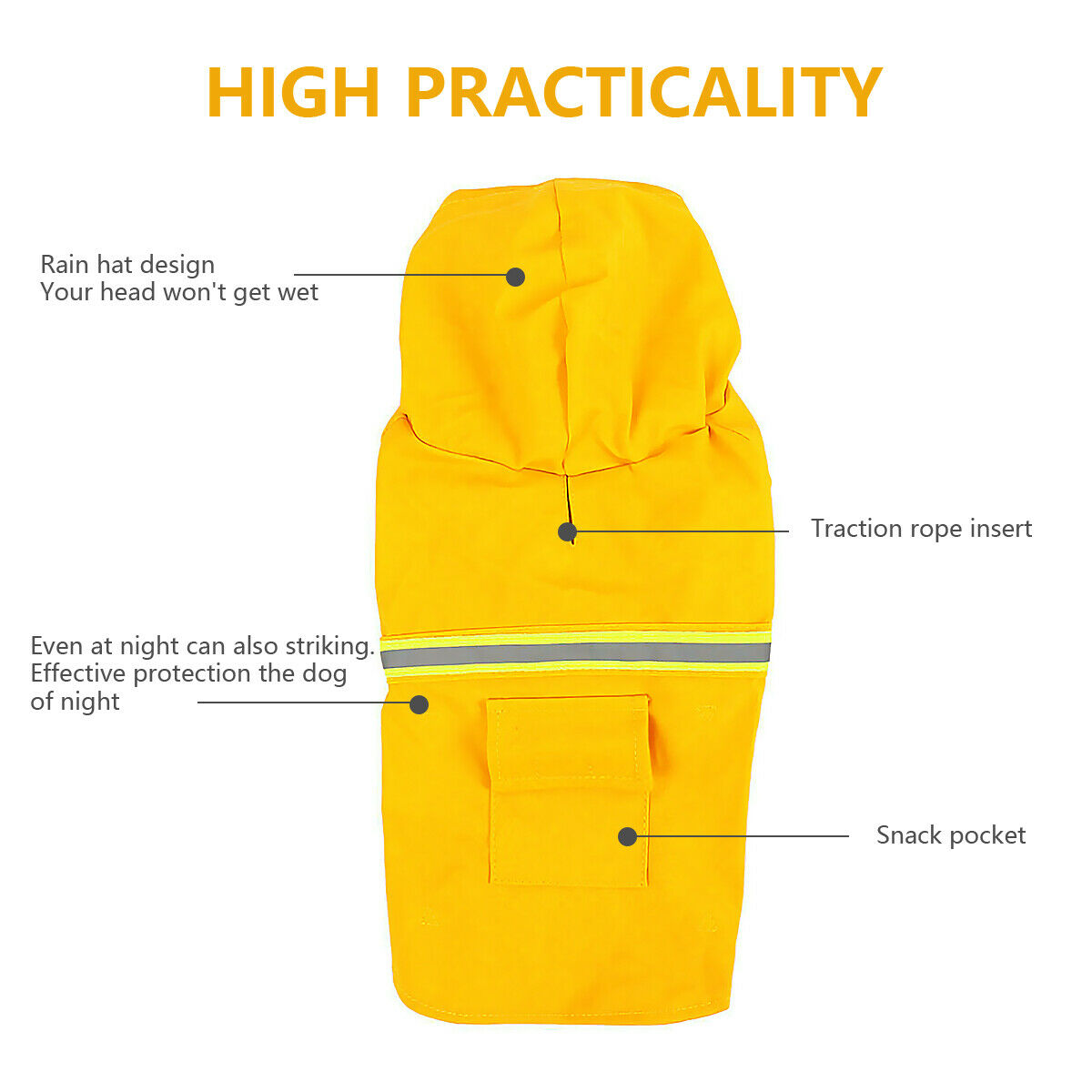 KFX-9171773 Waterproof Dog Raincoat with Reflective Stripe and Hood for Small to Large Breeds