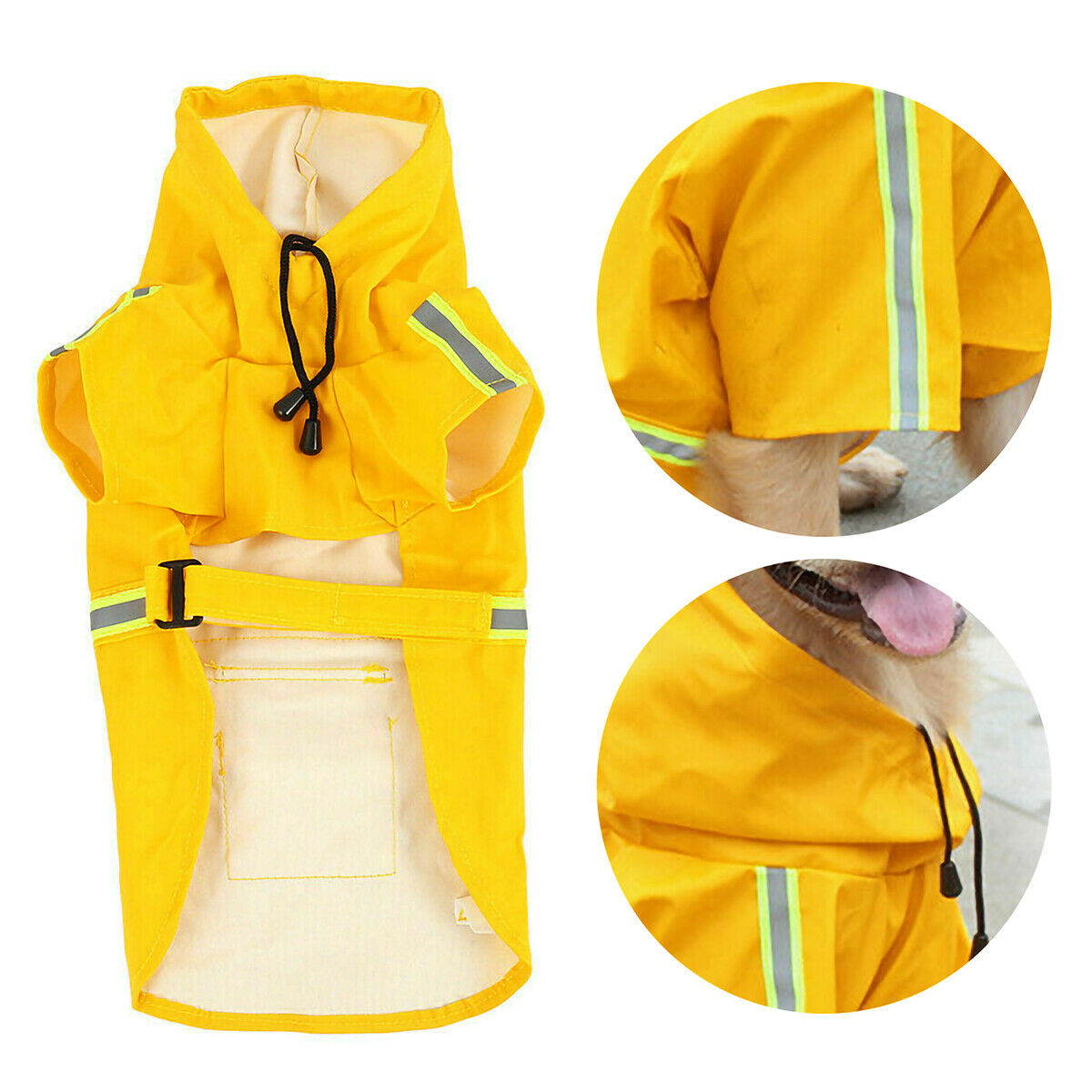 KFX-9171773 Waterproof Dog Raincoat with Reflective Stripe and Hood for Small to Large Breeds