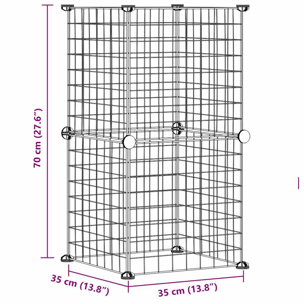 KFX-9171901 8-Piece Black Powder-Coated Steel Pet Cage Set with Door for Safe Play and Training