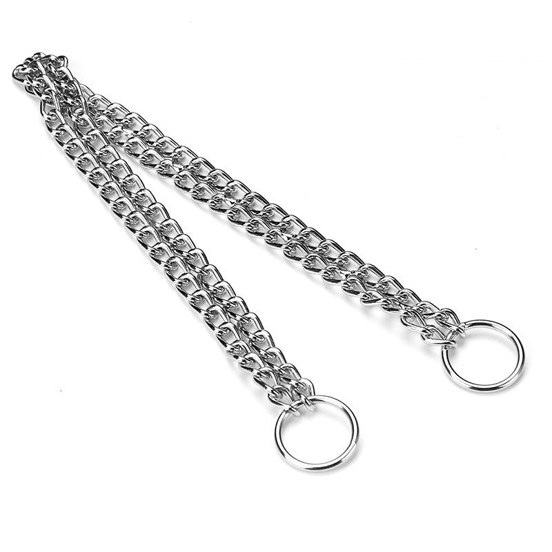 KFX-9172285 Double-Row Chrome-Plated Iron Dog Collar - Available in Multiple Sizes