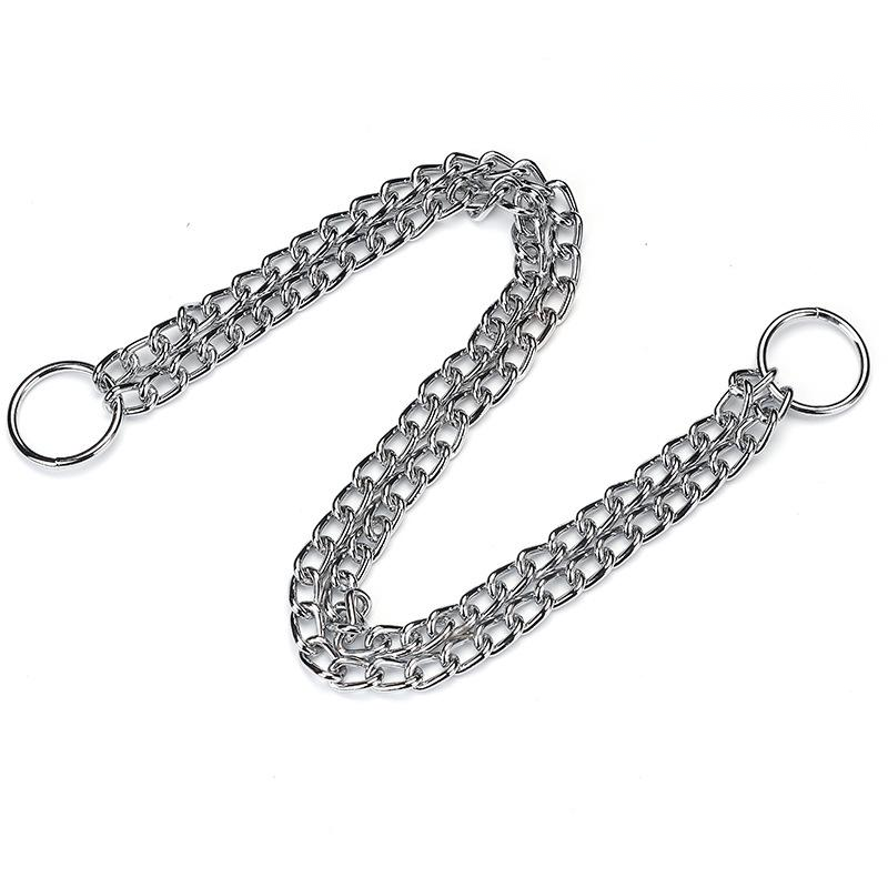 KFX-9172285 Double-Row Chrome-Plated Iron Dog Collar - Available in Multiple Sizes