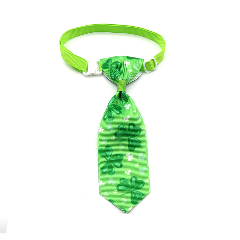 KFX-9172541 St. Patrick's Day Four-leaf Clover Adjustable Pet Tie for Festive Occasions