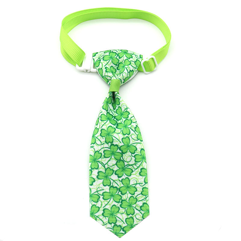 KFX-9172541 St. Patrick's Day Four-leaf Clover Adjustable Pet Tie for Festive Occasions