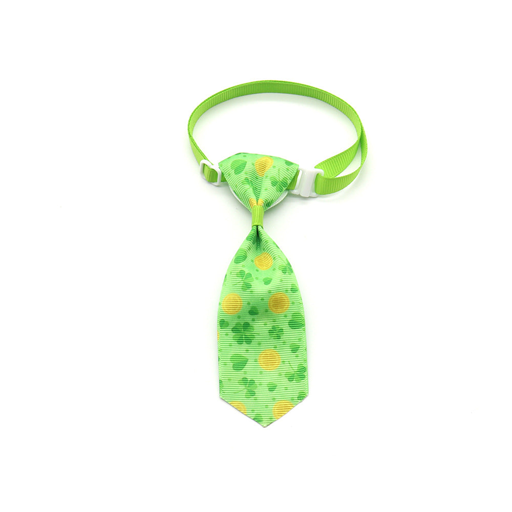 KFX-9172541 St. Patrick's Day Four-leaf Clover Adjustable Pet Tie for Festive Occasions