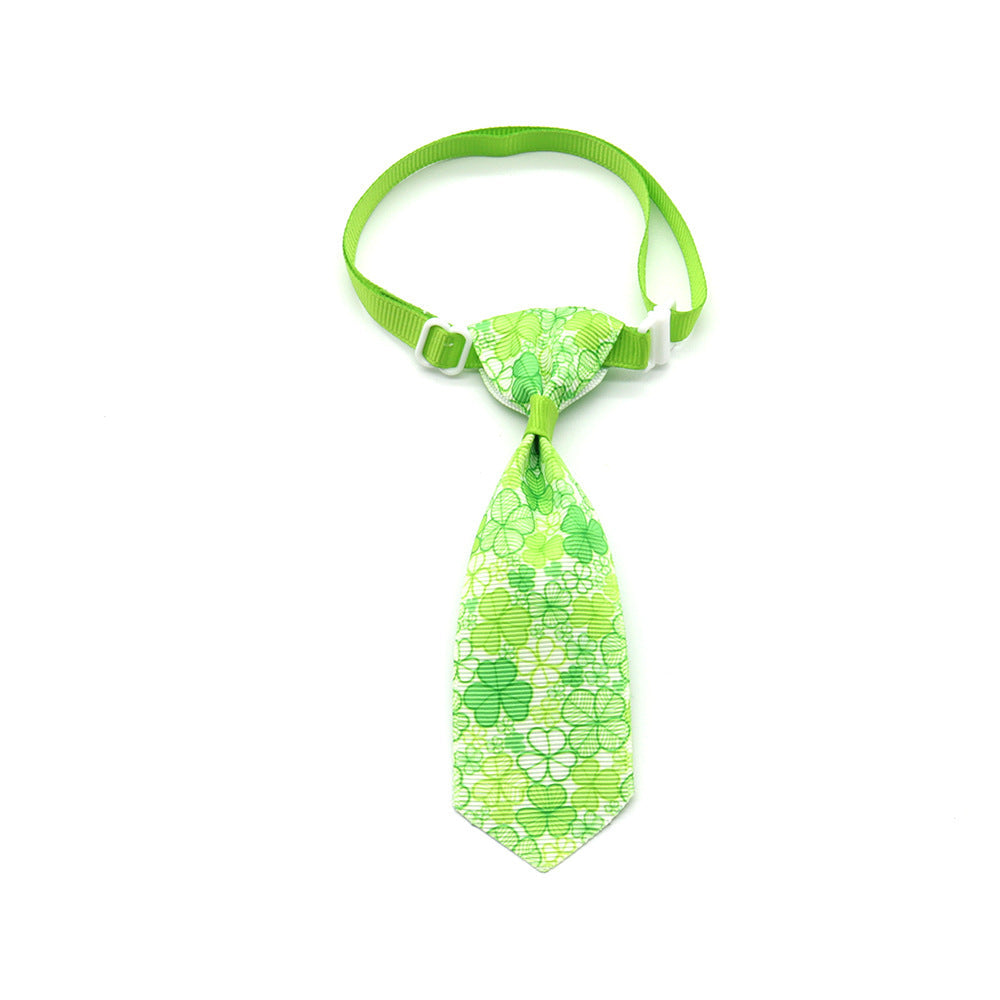 KFX-9172541 St. Patrick's Day Four-leaf Clover Adjustable Pet Tie for Festive Occasions