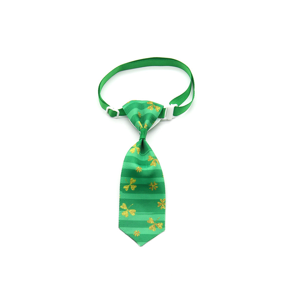 KFX-9172541 St. Patrick's Day Four-leaf Clover Adjustable Pet Tie for Festive Occasions