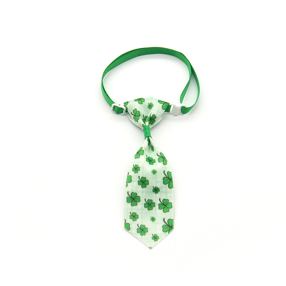 KFX-9172541 St. Patrick's Day Four-leaf Clover Adjustable Pet Tie for Festive Occasions
