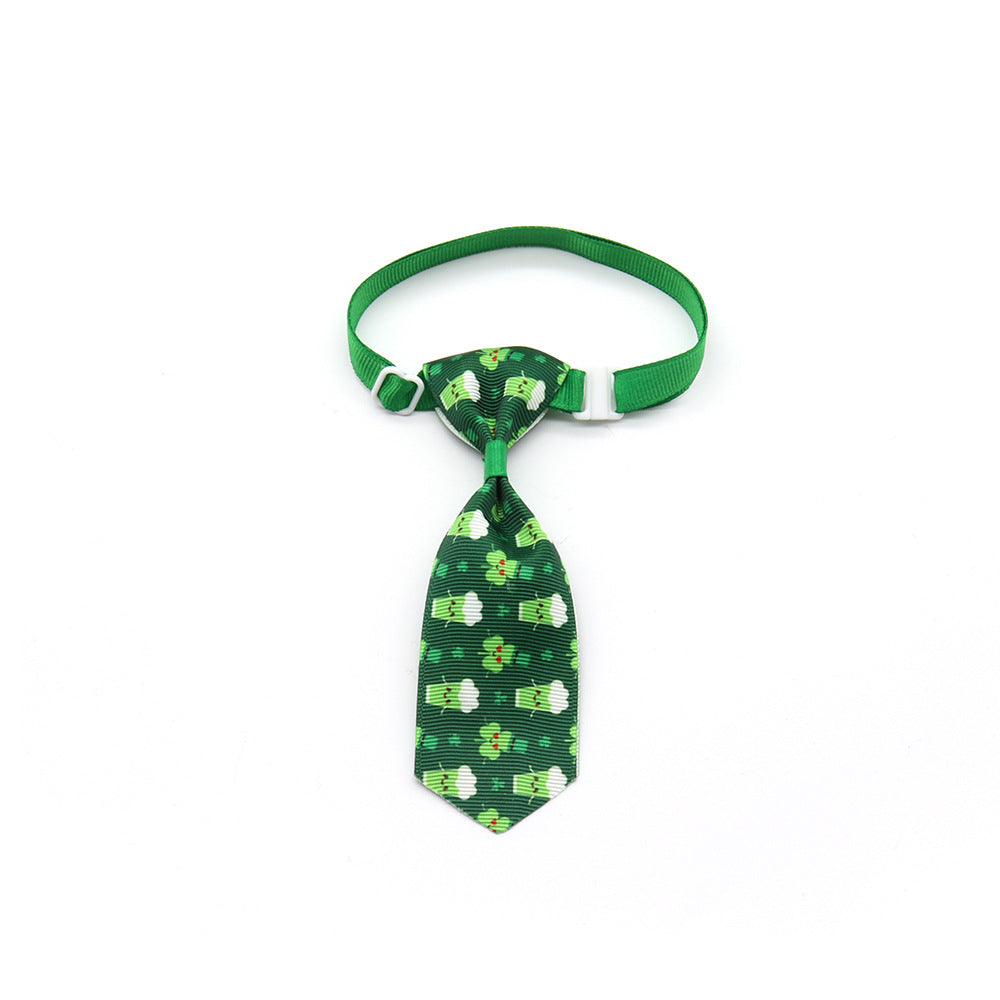KFX-9172541 St. Patrick's Day Four-leaf Clover Adjustable Pet Tie for Festive Occasions
