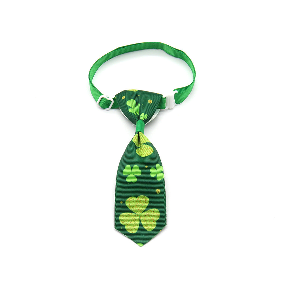 KFX-9172541 St. Patrick's Day Four-leaf Clover Adjustable Pet Tie for Festive Occasions