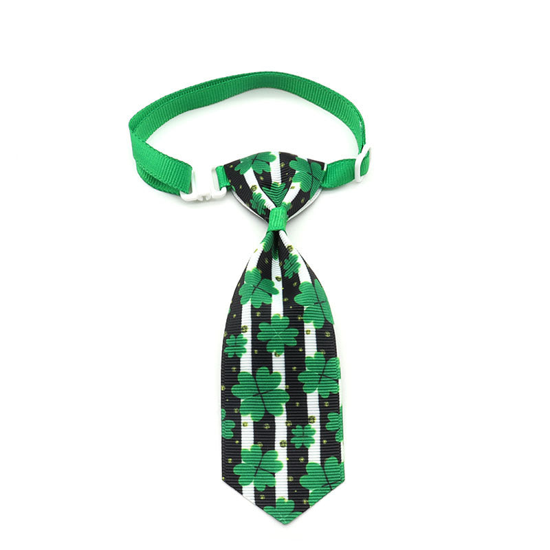 KFX-9172541 St. Patrick's Day Four-leaf Clover Adjustable Pet Tie for Festive Occasions