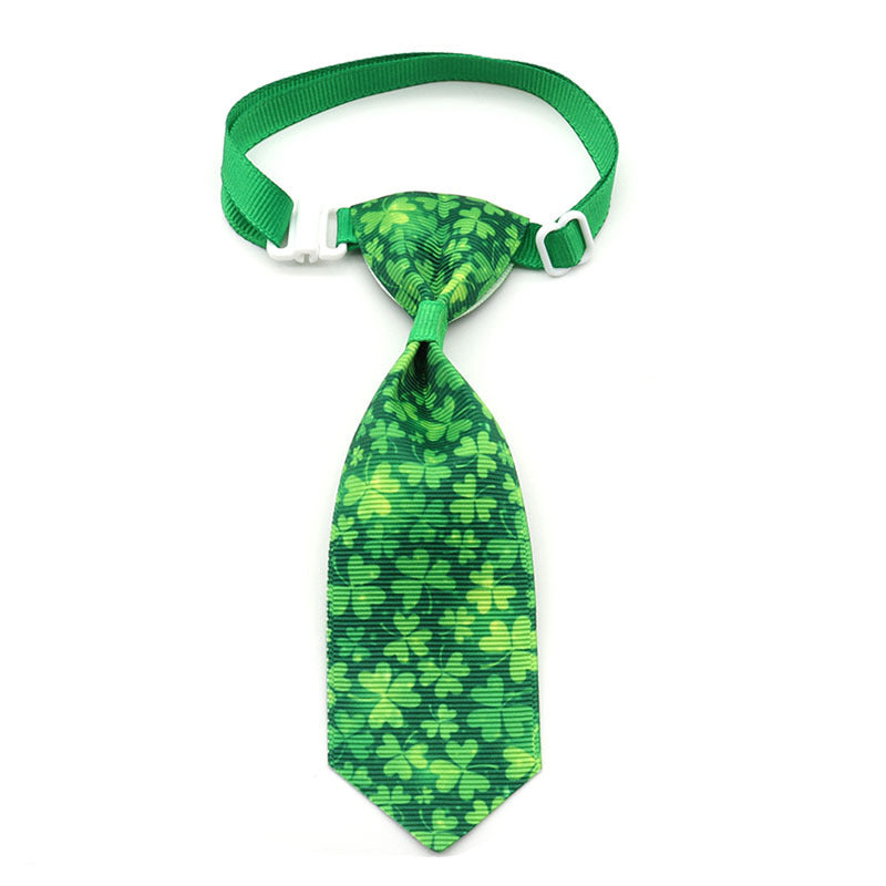 KFX-9172541 St. Patrick's Day Four-leaf Clover Adjustable Pet Tie for Festive Occasions