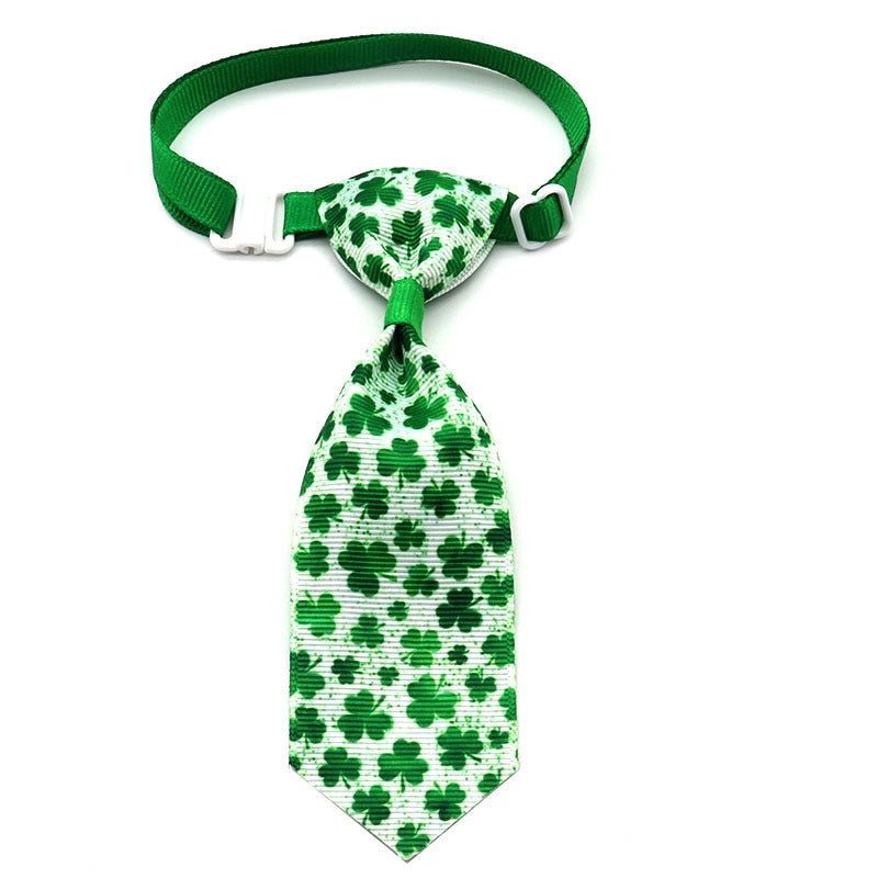 KFX-9172541 St. Patrick's Day Four-leaf Clover Adjustable Pet Tie for Festive Occasions