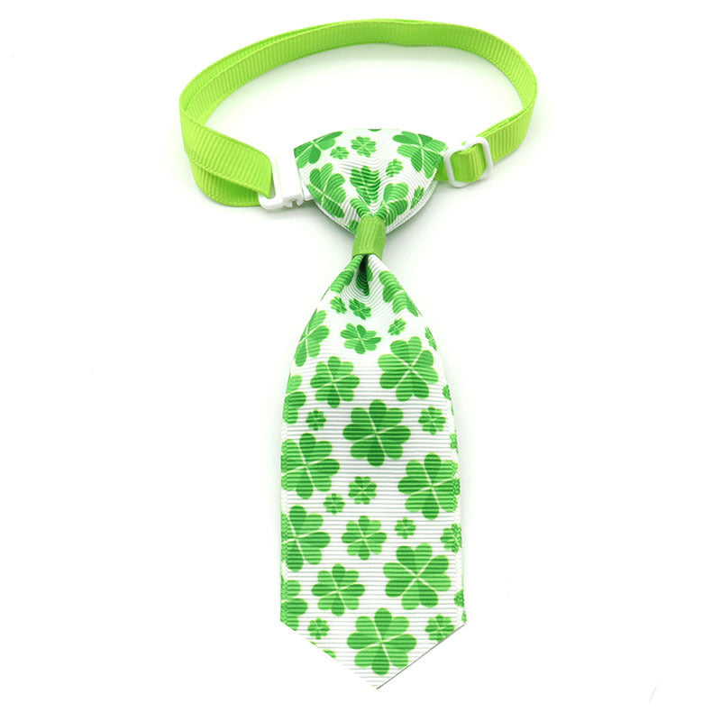 KFX-9172541 St. Patrick's Day Four-leaf Clover Adjustable Pet Tie for Festive Occasions