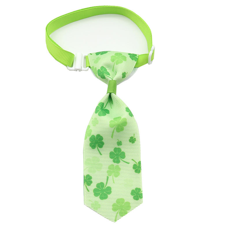 KFX-9172541 St. Patrick's Day Four-leaf Clover Adjustable Pet Tie for Festive Occasions