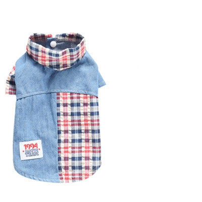 KFX-9172669 Summer Cotton Plaid Two-Legged Shirt for Bichon Poodle Pets