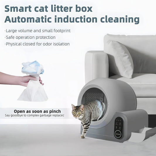KFX-917587 Automatic Open-Top Self-Cleaning Cat Litter Box with Odor Control and Large Capacity, Holds 66L