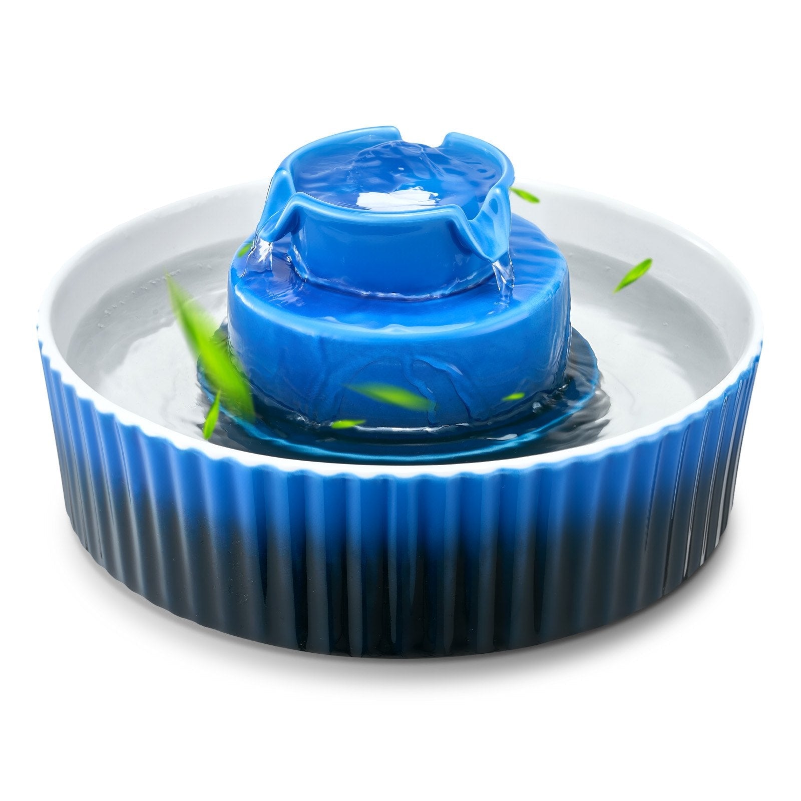 KFX-9176125 Ceramic Pet Water Fountain 2.1L for Cats and Dogs with 360° Drinking Area and Multi-Layer Filtration