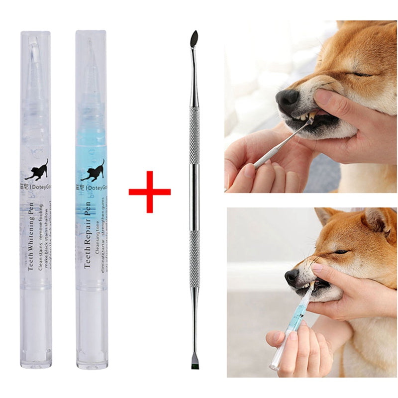 KFX-9177917 Pet Dental Care Kit - Teeth Whitening Pen Set for Dogs and Cats with Soft Brush and Toothbrush, Anti-inflammatory Formula