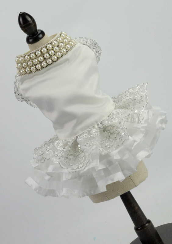 KFX-9178429 Elegant Pet Wedding Skirt Dress for Spring and Autumn in White, Sizes XS to XL