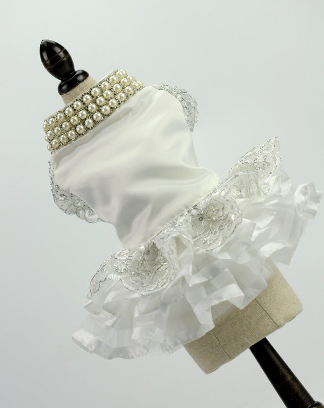 KFX-9178429 Elegant Pet Wedding Skirt Dress for Spring and Autumn in White, Sizes XS to XL