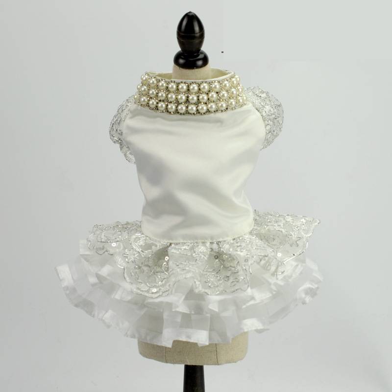 KFX-9178429 Elegant Pet Wedding Skirt Dress for Spring and Autumn in White, Sizes XS to XL