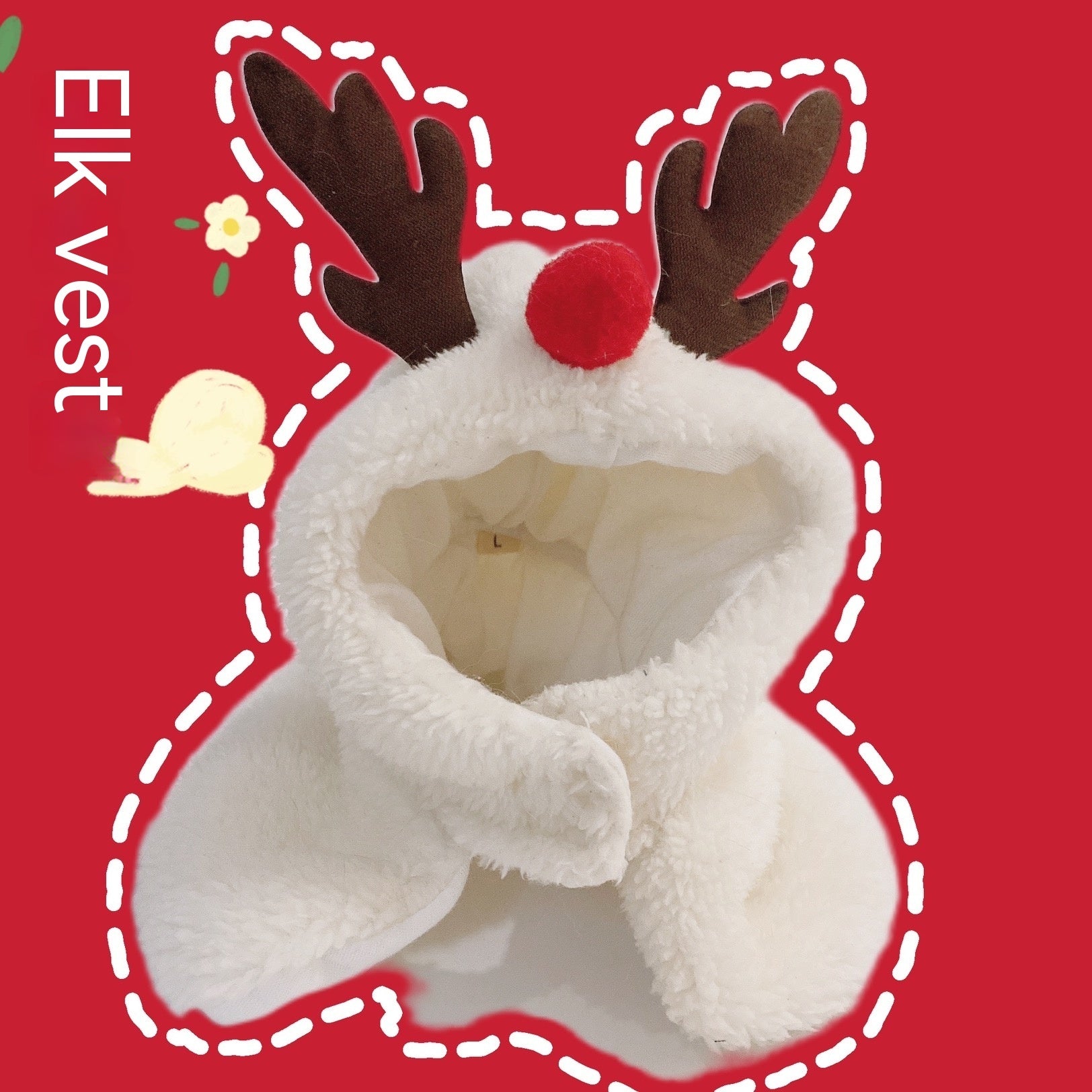 KFX-9179325 New Year's Antler Vest for Cats - Christmas Tree Ornaments in Multiple Sizes