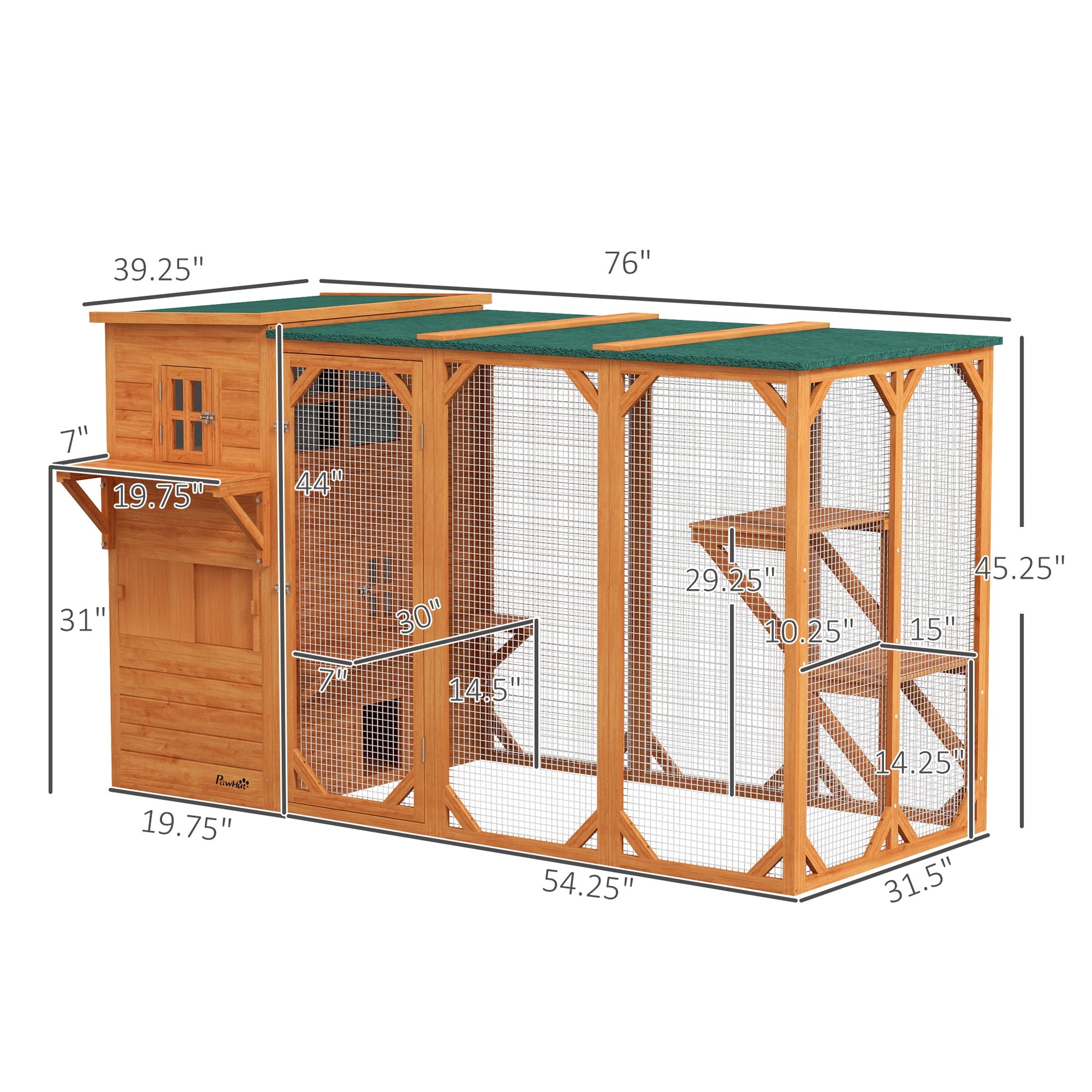 KFX-9180093 Large Outdoor Cat House for Up to 3 Cats with Multiple Platforms and Roof Coverage