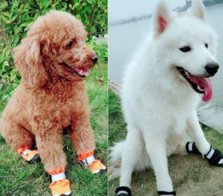 KFX-9182653 Waterproof Winter Dog Boots with Reflective Strips - Warm, Windproof, and Washable Pet Shoes