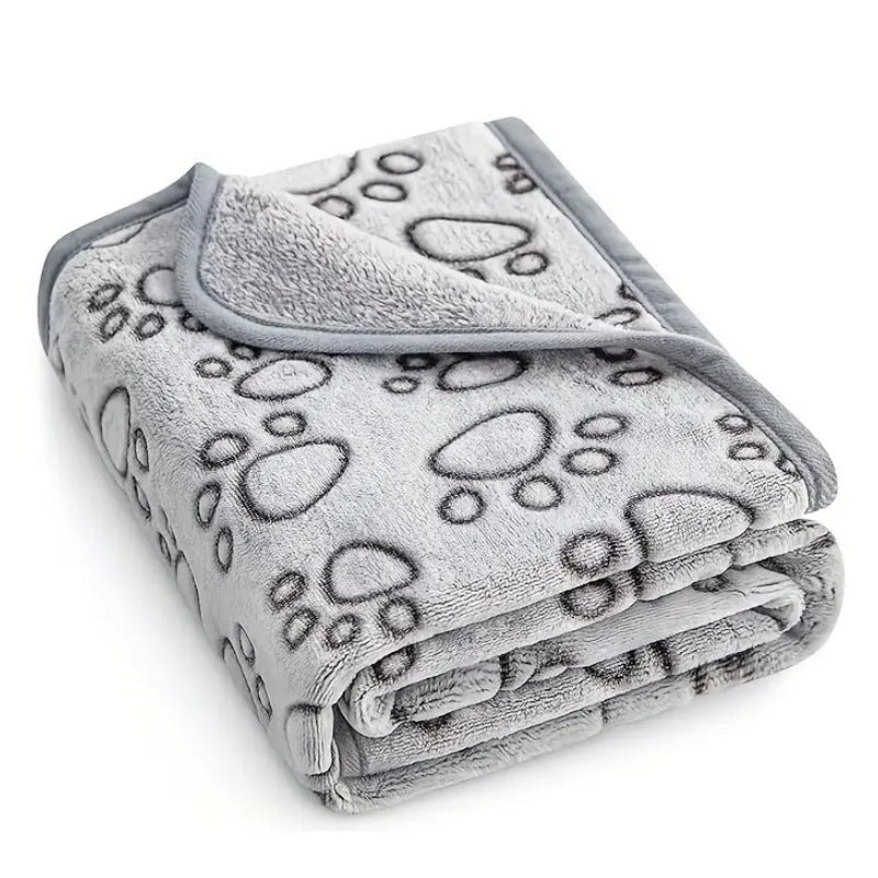 KFX-9183293 Soft Washable Pet Blanket with Paw Print Design for Dogs and Cats - Cozy and Lightweight Mat