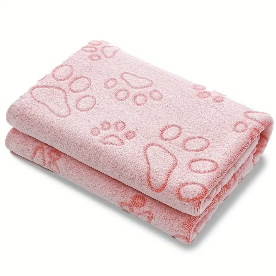 KFX-9183293 Soft Washable Pet Blanket with Paw Print Design for Dogs and Cats - Cozy and Lightweight Mat