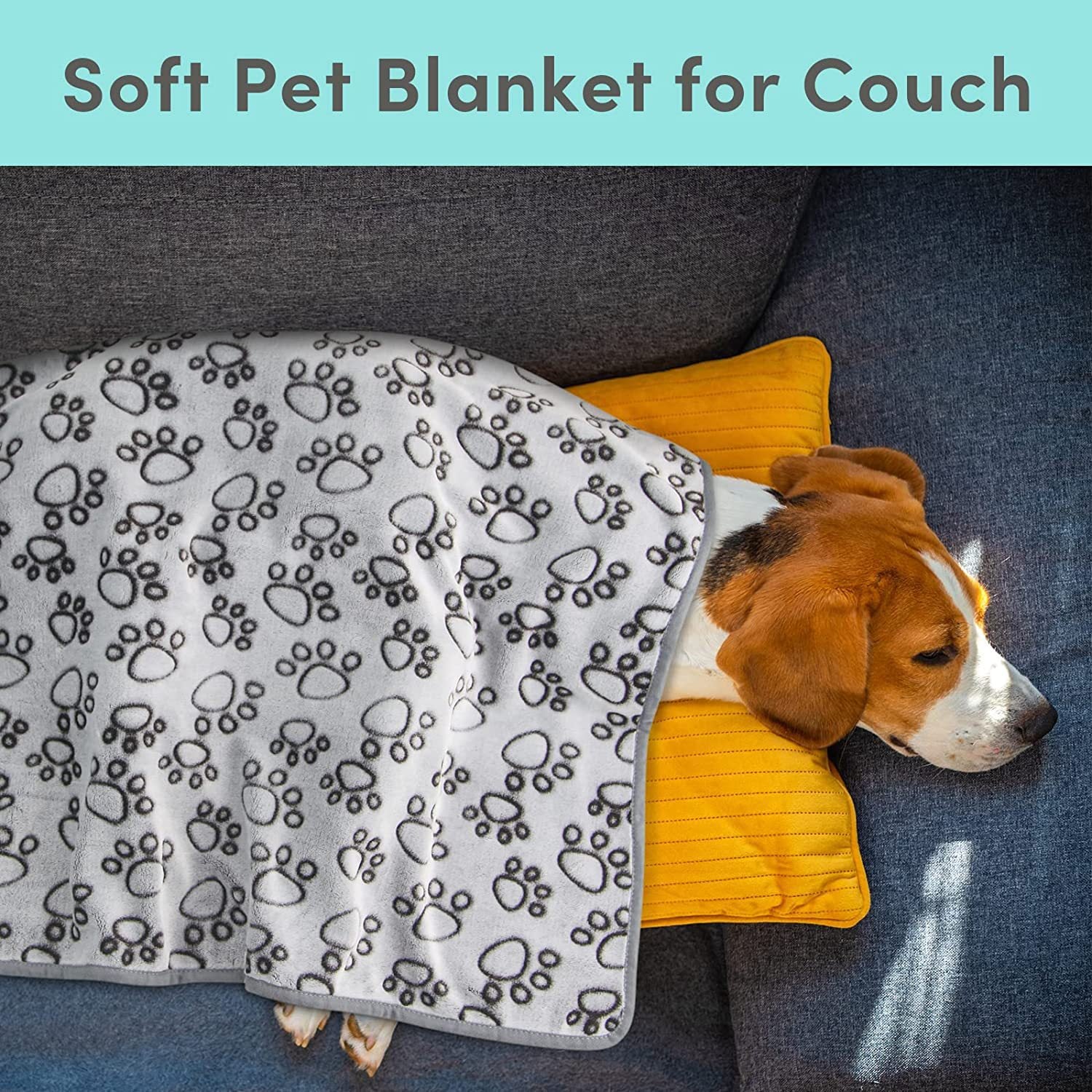 KFX-9183293 Soft Washable Pet Blanket with Paw Print Design for Dogs and Cats - Cozy and Lightweight Mat