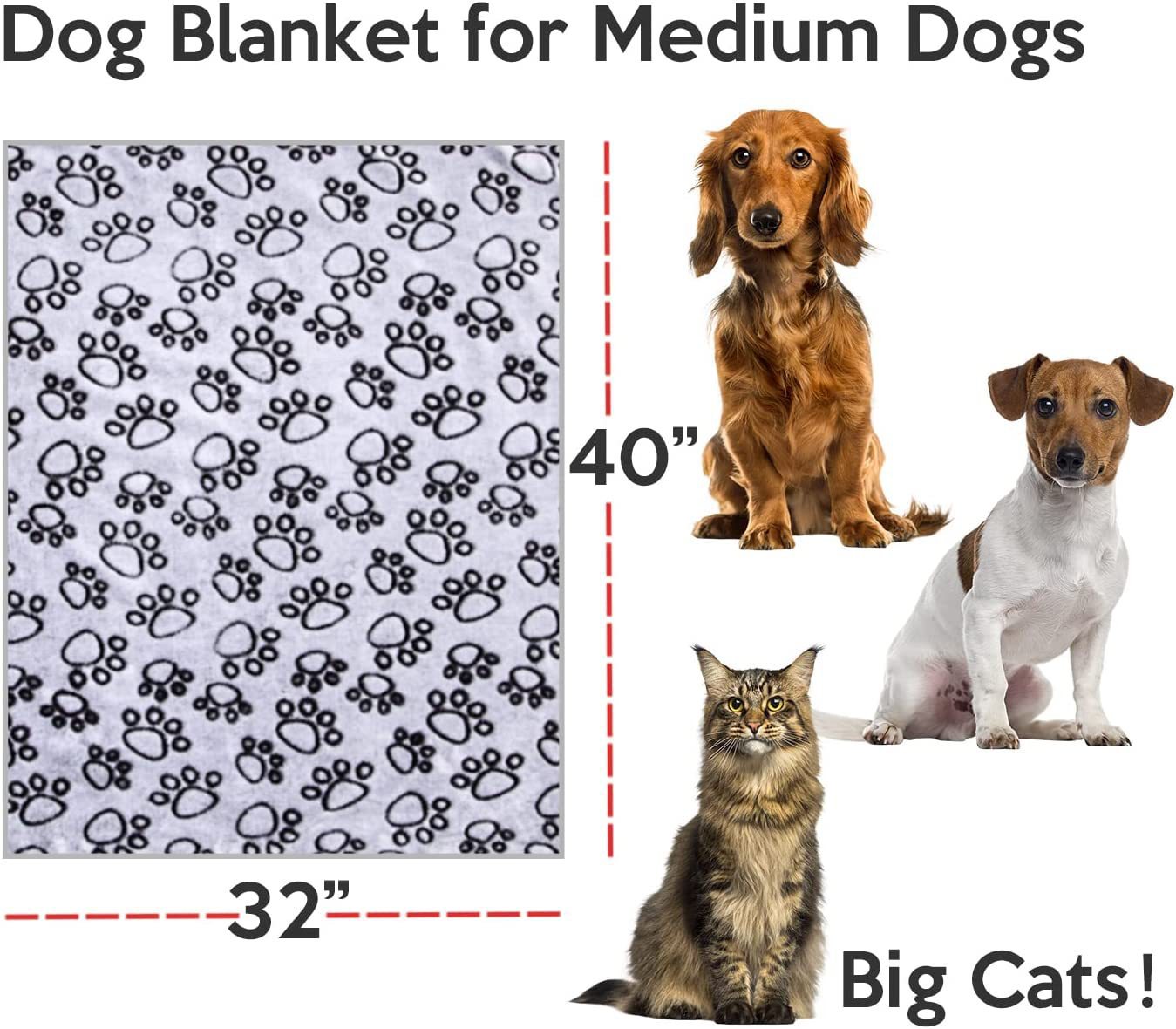 KFX-9183293 Soft Washable Pet Blanket with Paw Print Design for Dogs and Cats - Cozy and Lightweight Mat