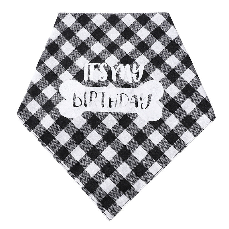 KFX-9183421 Plaid Triangle Towel for Pets - Soft Polyester Cotton Scarf, 45x45x68 cm