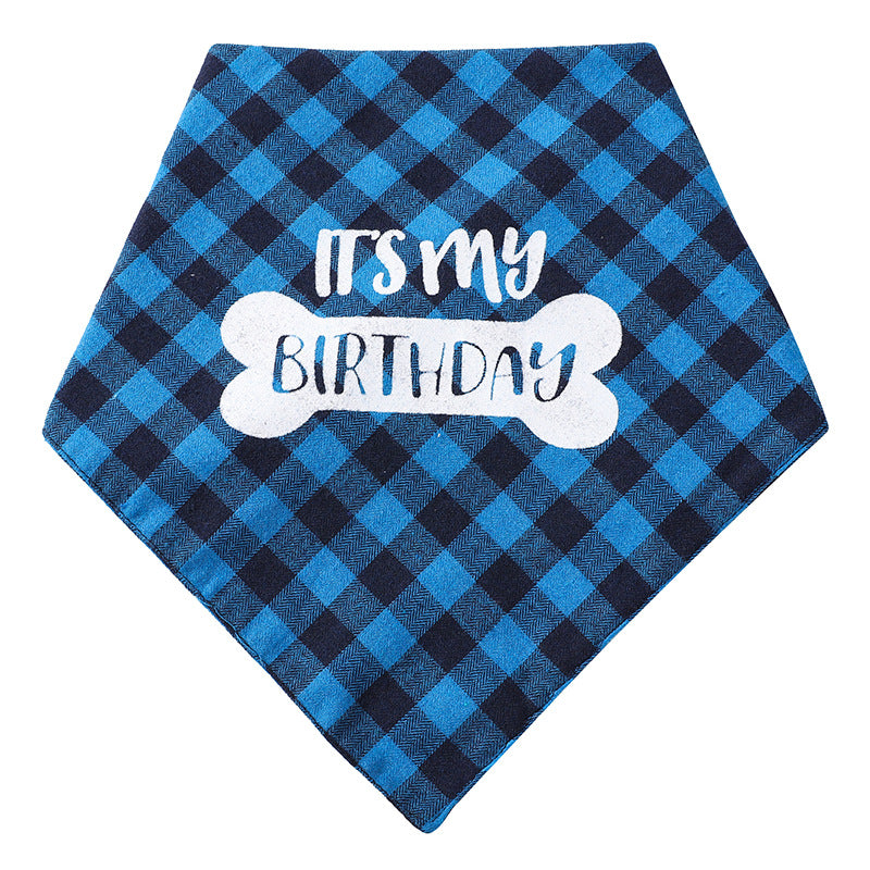 KFX-9183421 Plaid Triangle Towel for Pets - Soft Polyester Cotton Scarf, 45x45x68 cm