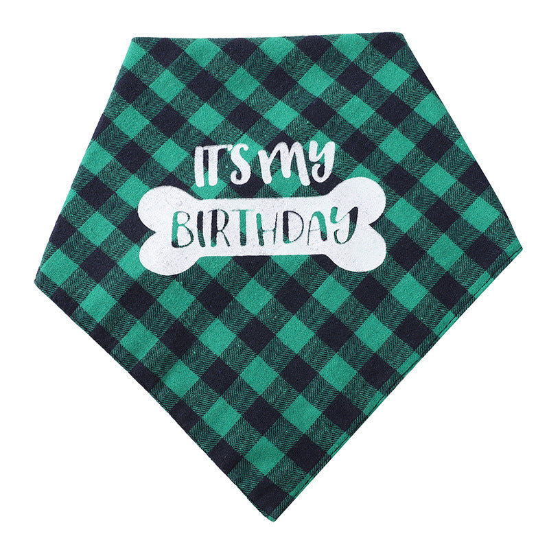 KFX-9183421 Plaid Triangle Towel for Pets - Soft Polyester Cotton Scarf, 45x45x68 cm
