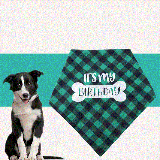 KFX-9183421 Plaid Triangle Towel for Pets - Soft Polyester Cotton Scarf, 45x45x68 cm
